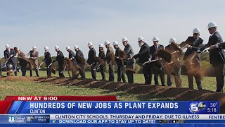 Hundreds of new jobs as plant expands in Clinton