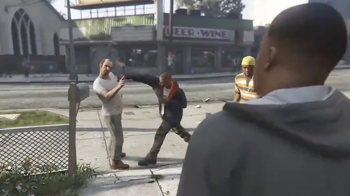 Random Guy Keeps Punching Trevor During Cutscene: GTA V [REVERSE]