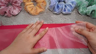 LAYERED SCRUNCHIE 😍 Easy Way to Make Organza and Satin Scrunchies for Hair