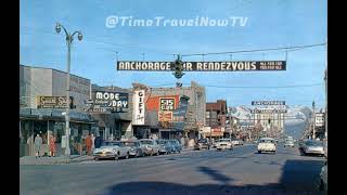 Vintage Fourth Avenue, Anchorage Alaska 1950s Street Scene Midcentury Modern Neon Signs Store Fronts