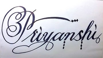 Priyanshi Name Signature Calligraphy Status | How to Cursive write with cut Marker #priyanshi