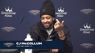 CJ McCollum on the win, Brandon Ingram | Pelicans Jazz Postgame Interview 12\/28\/23