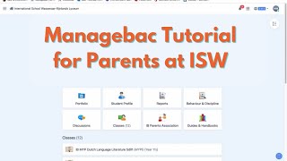 Managebac Tutorial for Parents at ISW