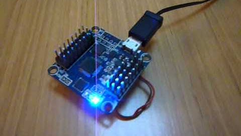 Flip32 (Naze32 clone) with custom LED blink program written in GCC