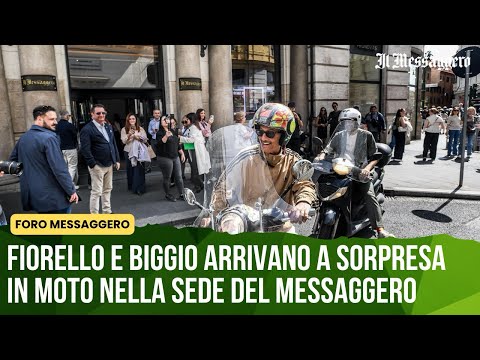 Video Fiorello e Biggio arrivano a sorpresa in moto nella sede del Messaggero