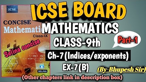 icse | class-9th| maths | ch-7 |Indices(Exponents) | ex-7(b) selina book | part-1 @ProblemsBeater