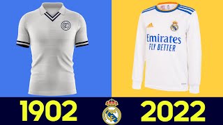 جميع قمصان ريال مدريد لكرة القدم في التاريخ | تطور أقمصة نادي ريال مدريد موسم 1902 إلى 2022