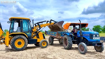 Jcb 3dx  Backhoe Loader Machine Loading Red Mud in Sonalika Di 42 Rx Tractor | Jcb Tractor | Jcb Jcp