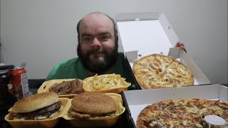 Subscriber chosen pizza kebab and burger mukbang
