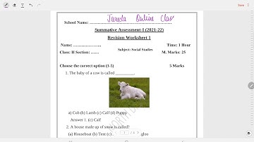 Class 2 Social Studies Revision Worksheet 1(17/9/21)