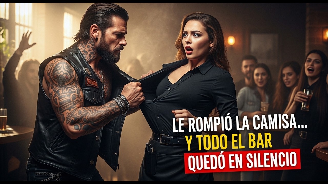 👉 El motociclista le rompió la camisa a la camarera… lo que vio congeló a todo el bar