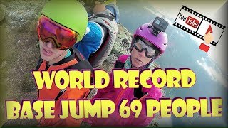 Wingsuit Eikesdalen 69 way base jump world record 2018 flying proximity action sports