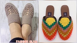 Comfortable Handmade Crochet Flat Mule Slippers Design For Ladies &amp; Gents