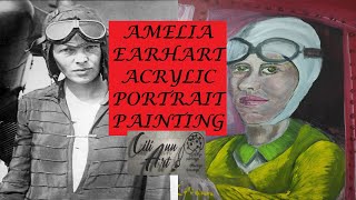 Amelia Earhart Painting | Acrylic Portrait Painting | Woman Pilot