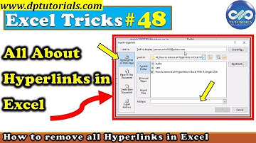 How To Remove All Hyperlinks In Excel With A Single Click  | Excel | dptutorials