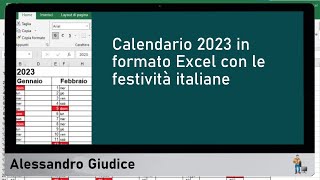 Calendario 2023 in formato Excel con le festività italiane