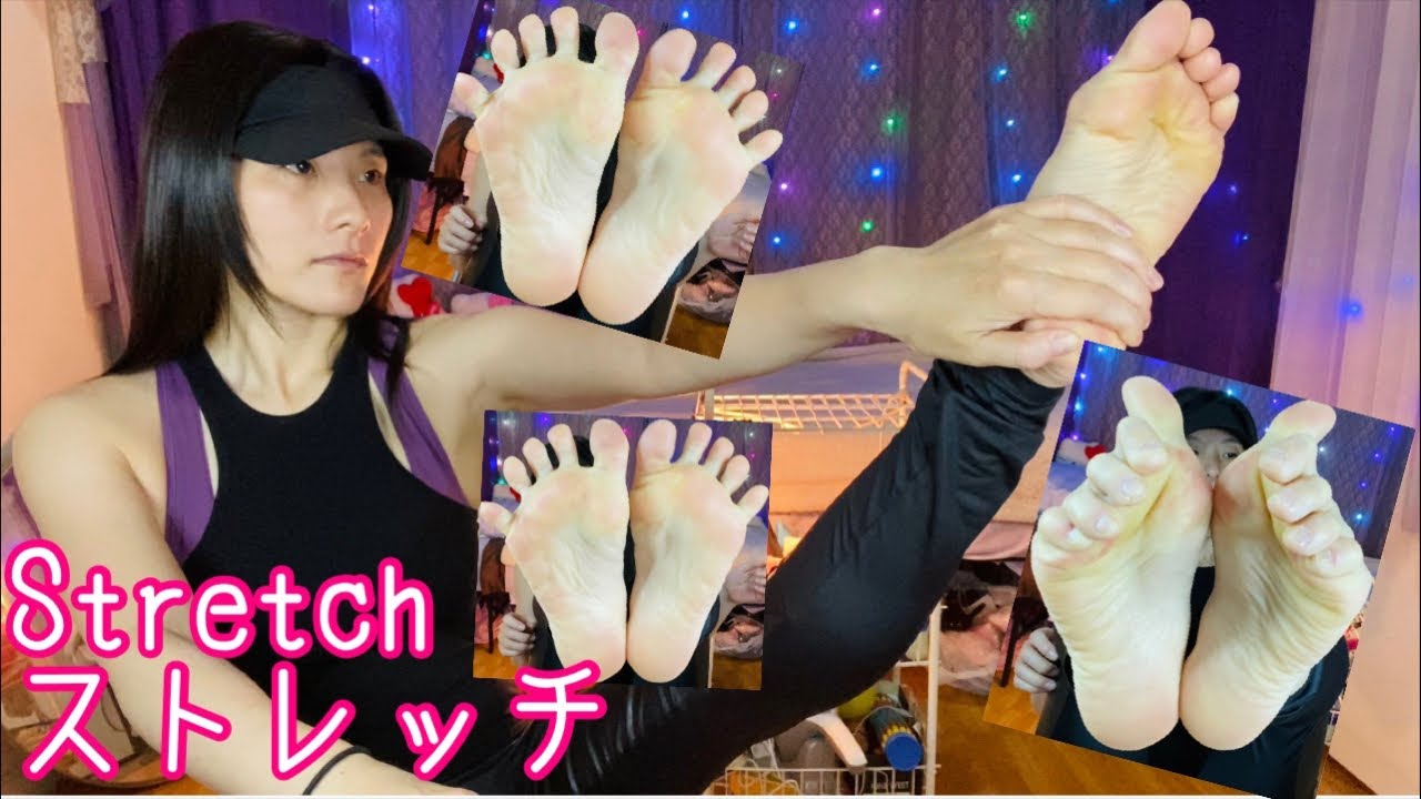Feet yoga  stretch 足ヨガ　ストレッチ(My new hair 新しい髪型)
