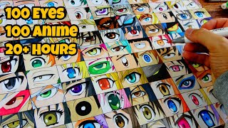 Drawing 100 EYES from 100 DIFFERENT ANIME | 4K