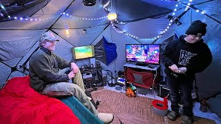 Bunk bed luxury ice camping overnight