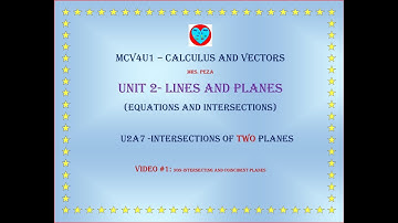 U2A7-Part 1: Intersection Between TWO Planes (video #1)