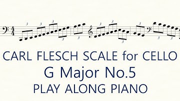 Cello Scale Carl Flesch G Major No.5 Scale System 3 Octave Slow Practice Play Along Piano