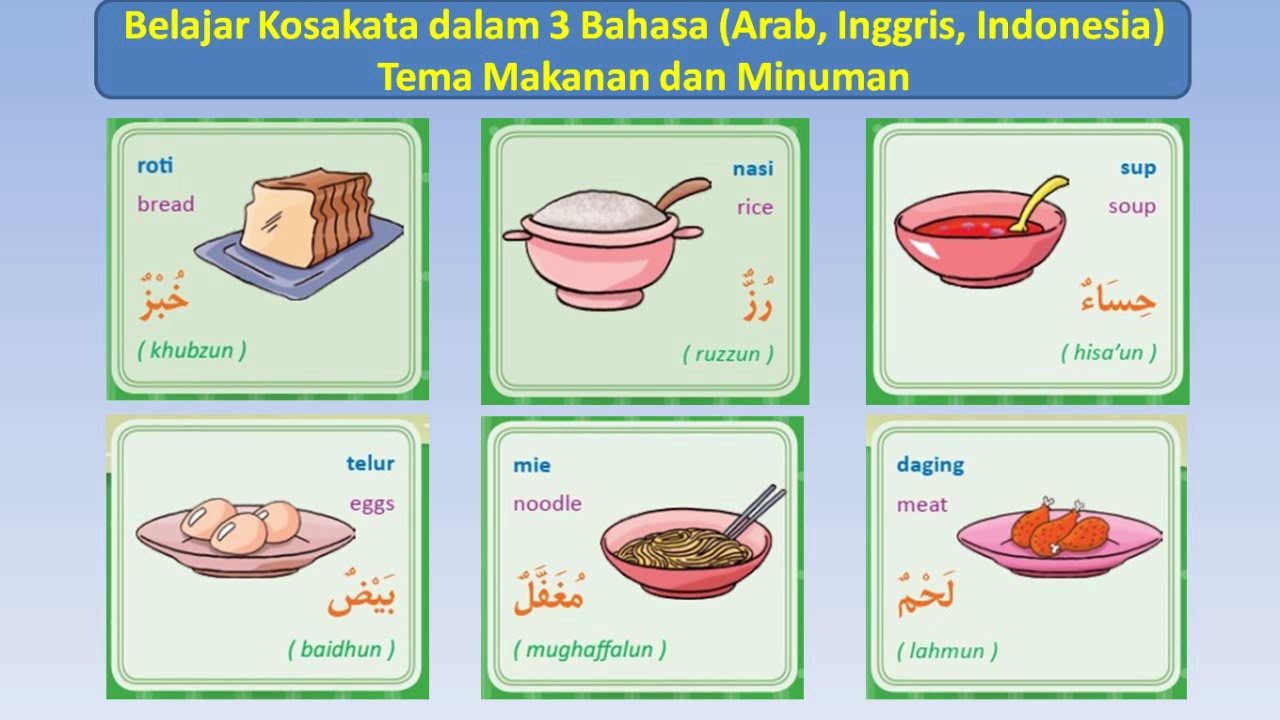 Pembelajaran Kosakata Tentang Makanan Dalam Bahasa Arab Lengkap Video