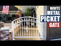 Arched White Metal Picket Gate | JIMBO&#39;S GARAGE