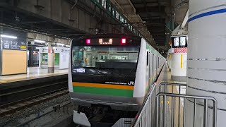 JR上野駅に到着した宇都宮線E233系車両