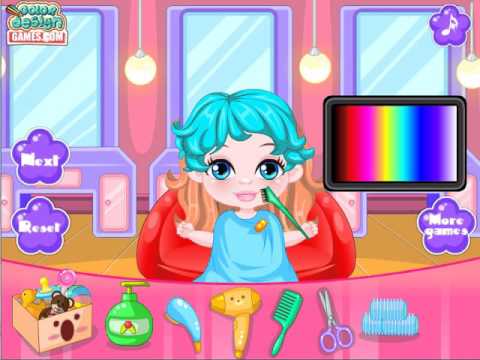 play hair salon game give baby girl barbie new haircuts baby