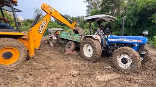 Eicher 242 Stuck | New Holland 3630 | Mahindra NOVO | JCB 3dx Loading Sand & 40mm Stones in Trolley by Pramod`s Life 5,211,830 views 8 months ago 12 minutes, 15 seconds