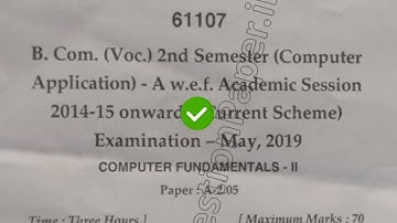 2019 Mdu BCom CA Pass 2nd Sem Computer Fundamentals Question Paper