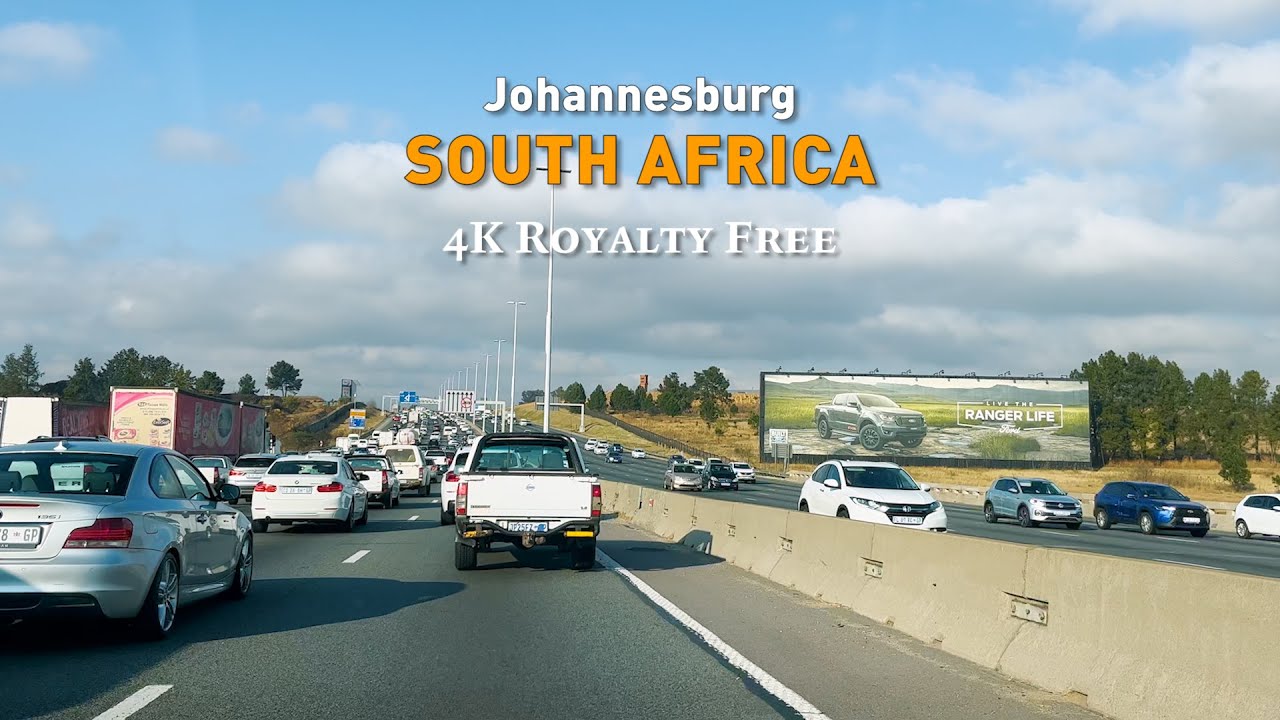 Traffic POV in Johannesburg SOUTH AFRICA 🇿🇦 (4K Royalty Free Stock Footage)