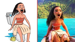 Moana Funny Drawing Meme | Try Not to Laugh 😂