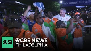 Ivory Coast fans celebrate World Cup win over Ecuador in Philadelphia