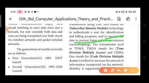 Mobile Network 12th computer application