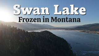 Frozen Sunrise Over Swan Lake, Montana | Peaceful Winter Drone Footage Near Kalispell screenshot 3