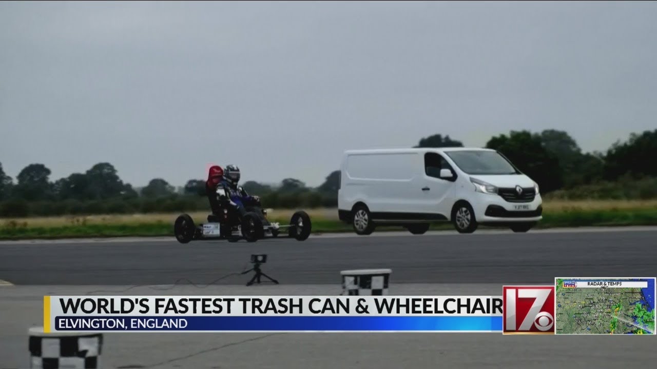 World's fastest trash can and wheelchair - YouTube