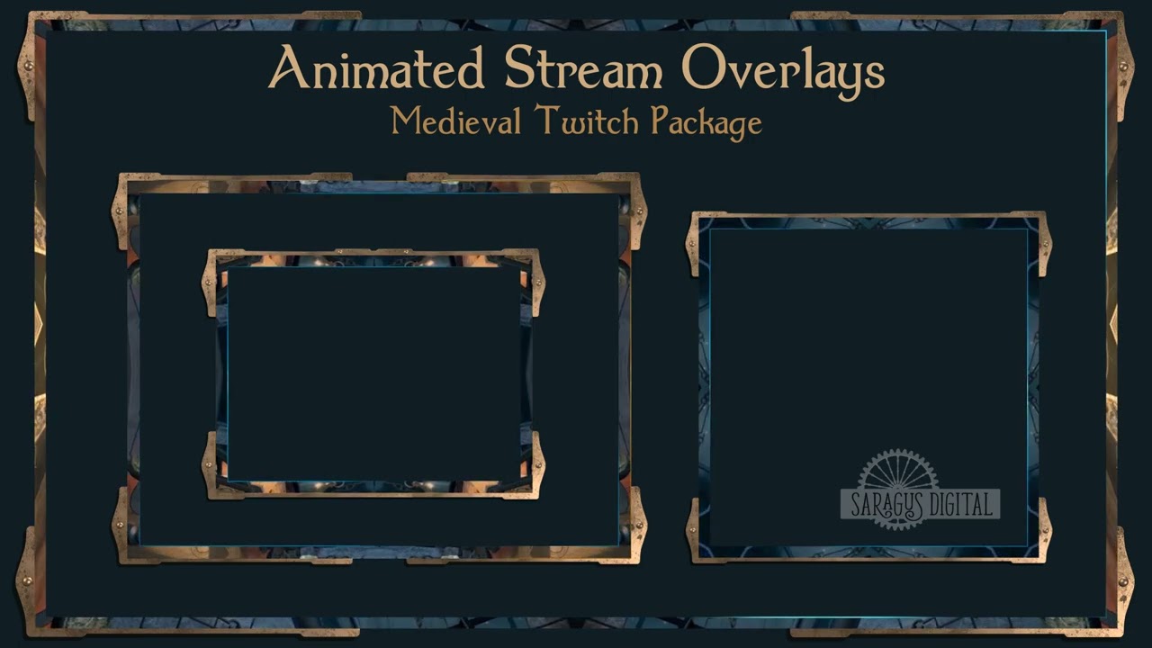 Fantasy Twitch Overlay, Animated Borders, Chats, Backgrounds, Medieval