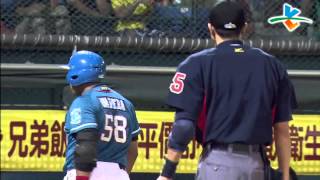 20130914 CPBL 猿vs象 9上 真田裕貴在滿球數塞內角三振猛德拉 真正猛的啦～