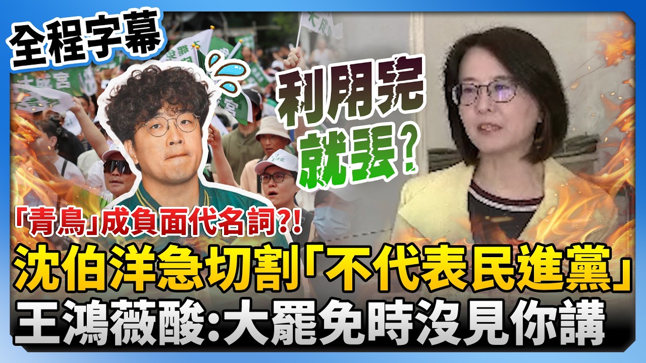 【全程字幕】「青鳥」成負面代名詞？！沈伯洋急切割不代表民進黨　王鴻薇酸：大罷免時沒見你講 @ChinaTimes