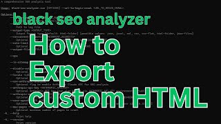 HTML Output and Custom Templates in Black SEO Analyzer