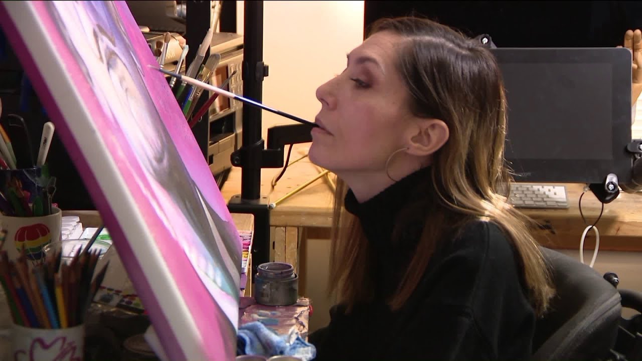 Artist paralyzed by bullet paints intricate designs with a brush in her mouth YouTube