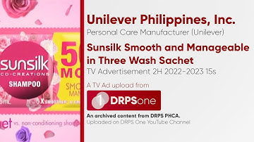 Sunsilk Smooth and Manageable in Three Wash Sachet TV Ad 2H 2022-2023 15s (Philippines, w/o NEW Ver)