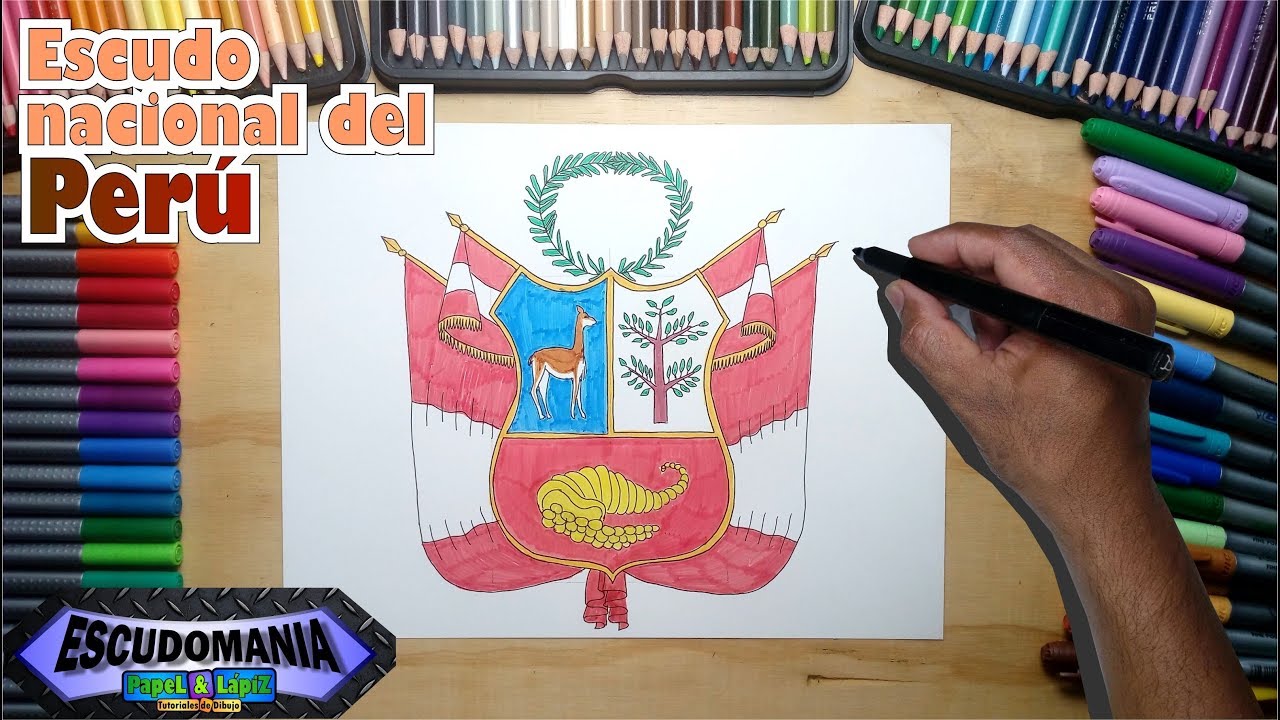 Como Dibujar El Escudo Nacional Del Peru Paso A Paso Youtube