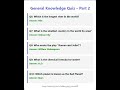 Top GK Questions and Answers in English– Part 2 #gk #shorts #upsc