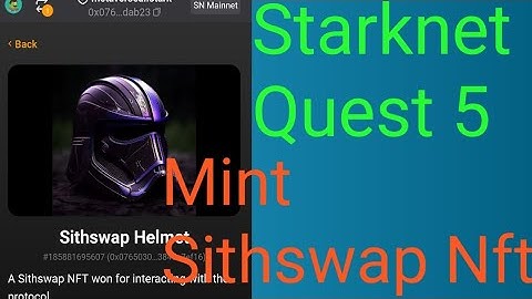 Starknet Quest 5 mint Sithswap nft