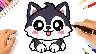 HOW TO DRAW A CUTE WOLF EASY 🐺❤️