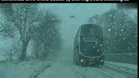 Hero bus driver avoids horror crash in the snow by just inches with amazing manoeuvre