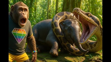 Monkey Long’s Brave Jungle Battle Rescues Baby Elephant from Giant Python 🐒🐘🐍 | LONG