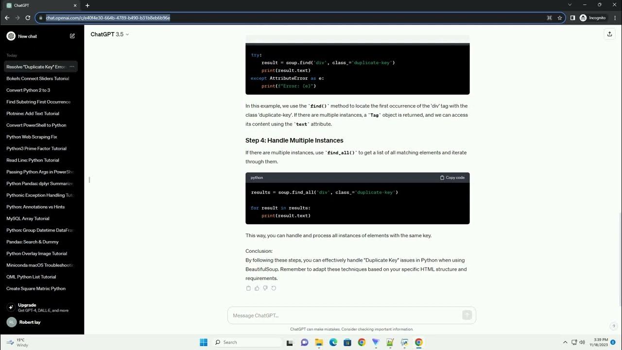 How to get rid of Duplicate key in python using BeautifulSoup - YouTube